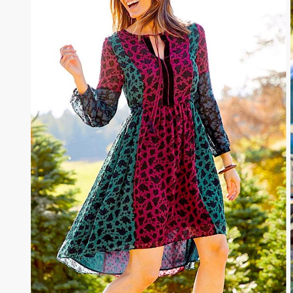 Matilda Jane teal & burgundy color block dress